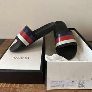 Authentic Gucci Men’s rubber slide sandals. Gucci size 12, fit size US 13